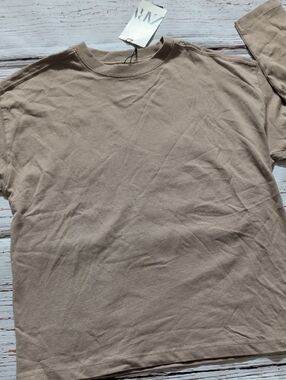 🆕Zara Boy's Long Sleeve Crew Tee - Taupe Beige